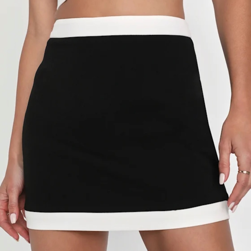 Lulus Totally Sensational Black Color Block Bodycon Mini Skirt - Size M